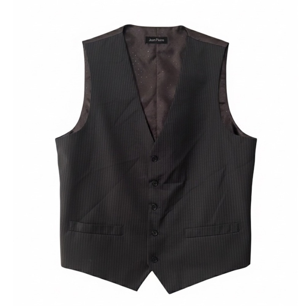 Jean Pierre Mens Vest St Marcus Medium Grey Pinstripe Formal Suit Vest 44R 38W‎
